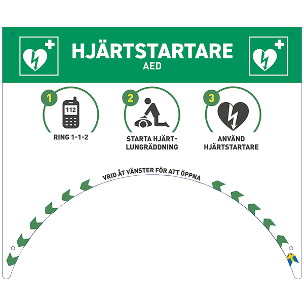 Skylt till Rotaid-Skåp, hjärtstartare & tillbehör av hög kvalité. Alltid med 1 års försäkring och 8 års garanti. 