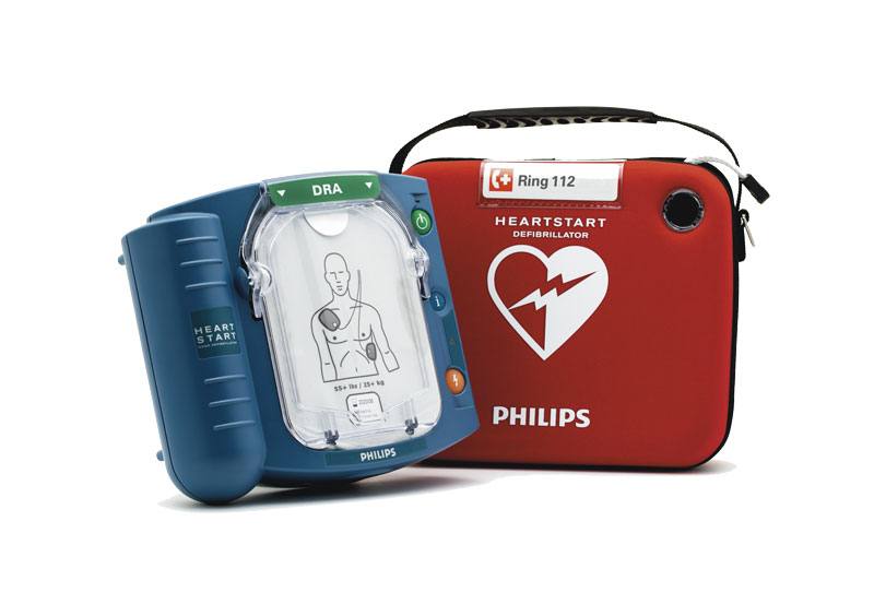 Philips hs1 hjärtstartare med tillhörande väska. 