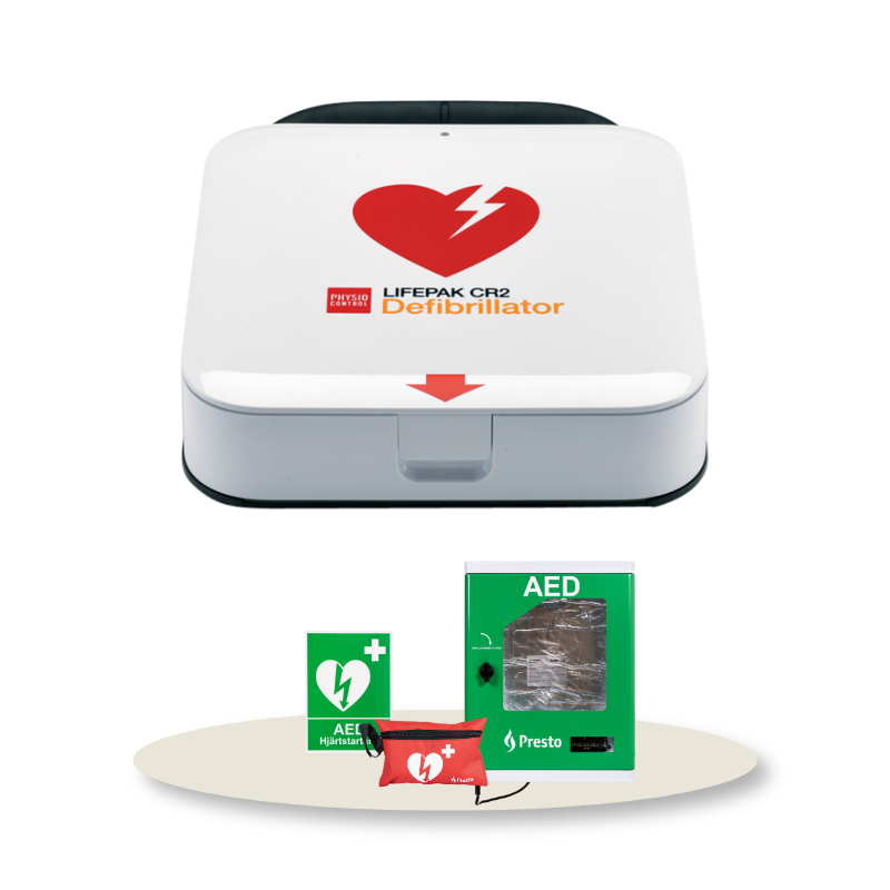 Hjärtstartarpaket Lifepak CR2 med Presto värmeskåp, hjärtstartare & tillbehör av hög kvalité. Alltid med 1 års försäkring & 8 års garanti. 
