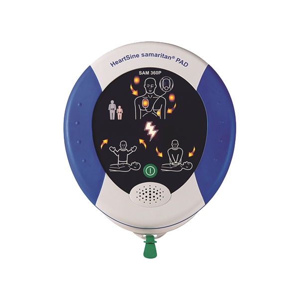 Samaritan PAD 360p helautomatisk hjärtstartare. Levereras komplett med bärväska med bärrem, elektroder och batteri.