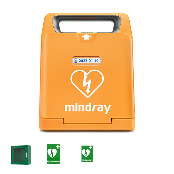 Hjärtstartarpaket Mindray Beneheart C1A med plåtskåp, hjärtstartare & tillbehör av hög kvalité. Alltid med 1 års försäkring och 8 års garanti. 