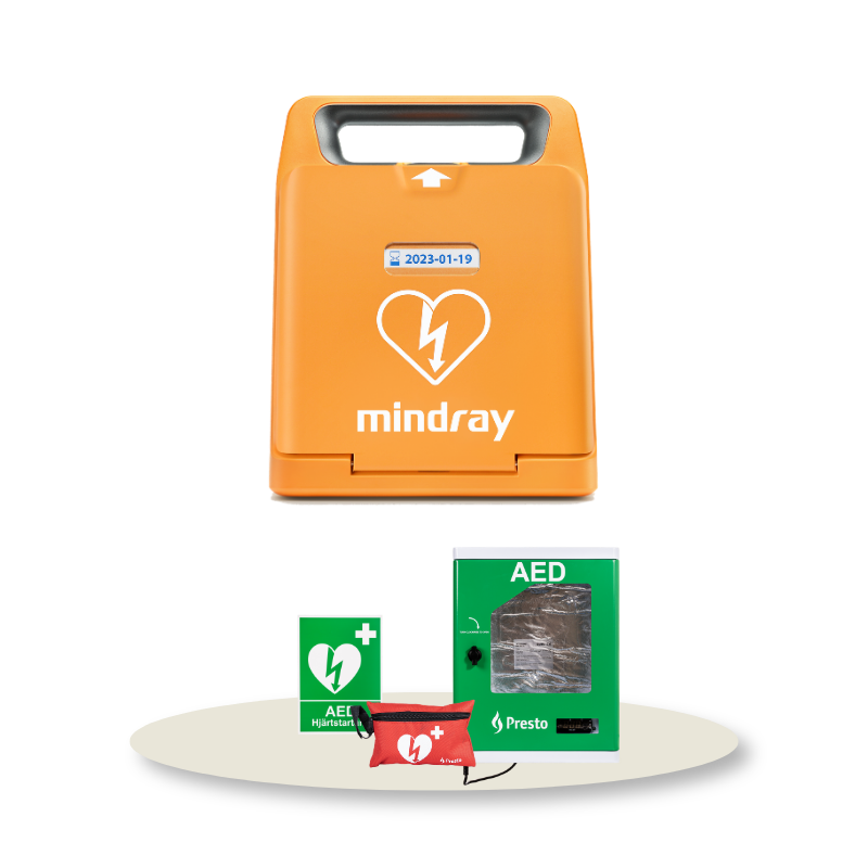 Hjärtstartarpaket Mindray C1A med Presto värmeskåp, hjärtstartare & tillbehör av hög kvalité. Alltid med 1 års försäkring & 8 års garanti. 